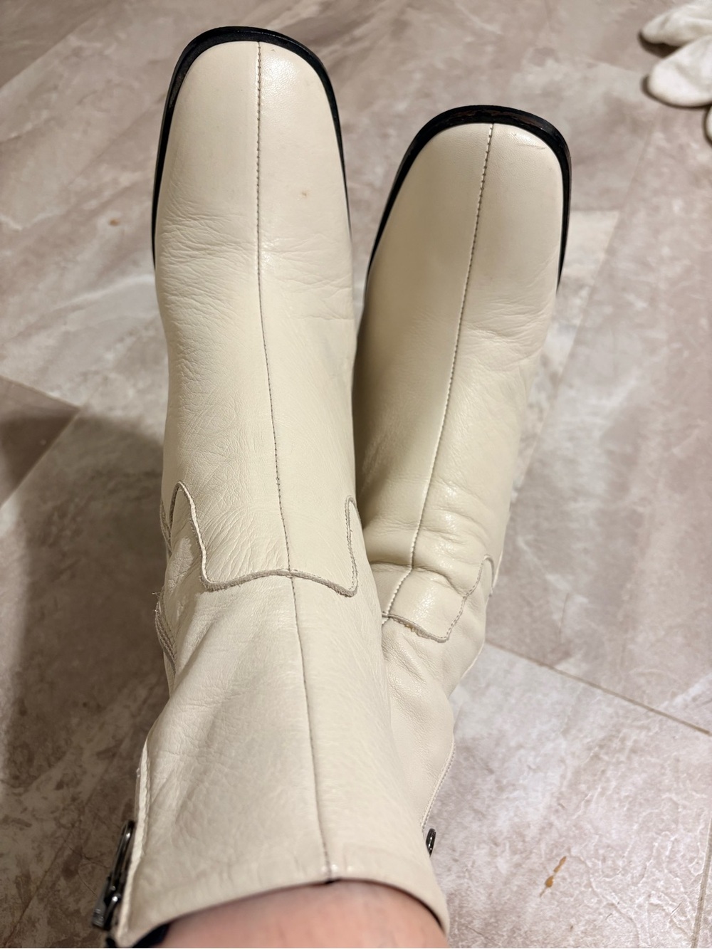Cream Leather Women's Ankle Boots L’intervalle
